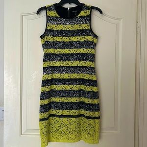 Kenneth Cole yellow striped lace dress